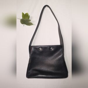 Lauren Ralph Lauren Elegant Black Leather Shoulder Bag Retro Vintage 90"S